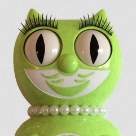 RETIRED Fun Chartreuse green KIT-CAT CLOCK KAT KLOCK - Picture 2 of 3